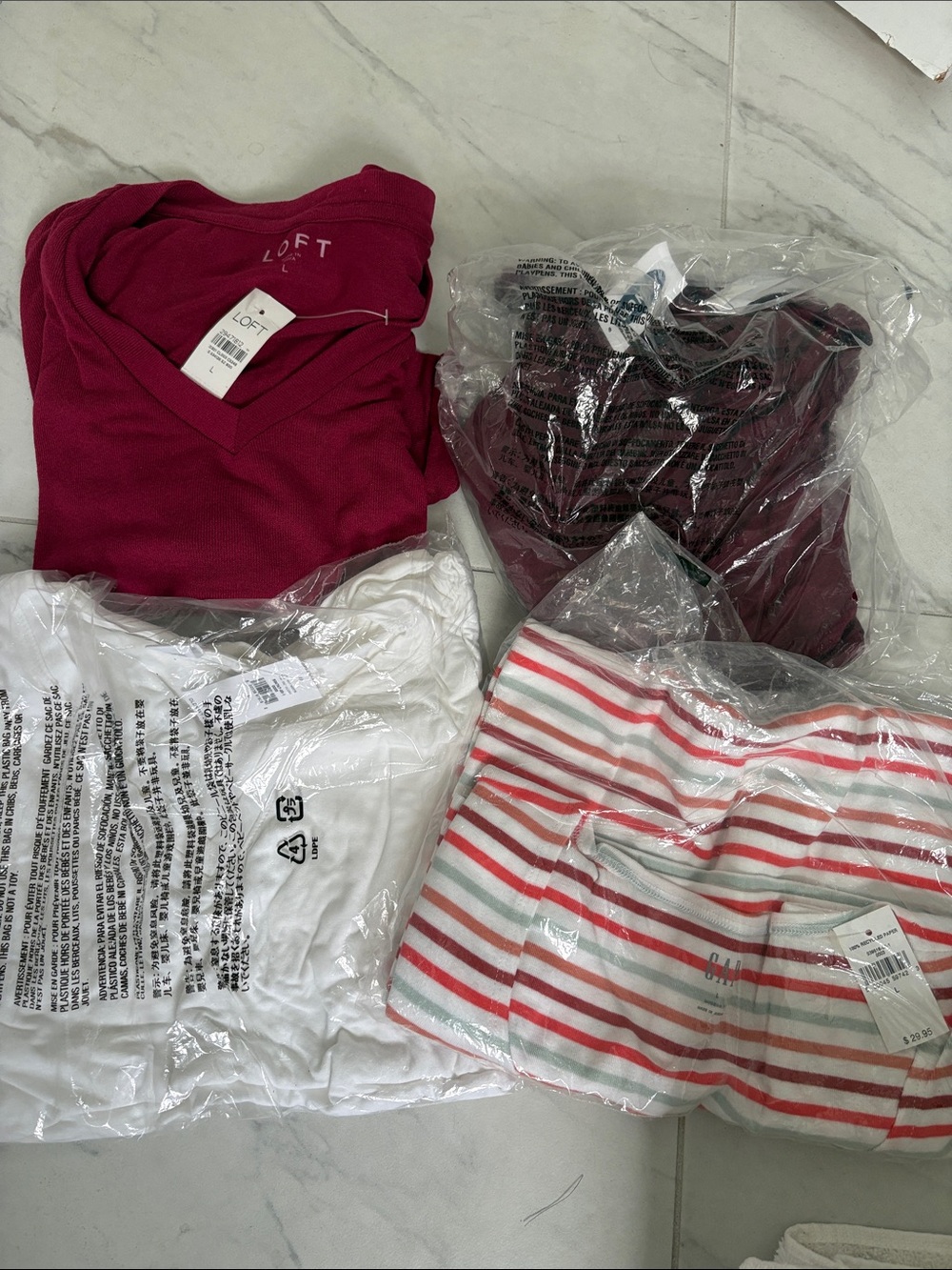 LOFT Mixed Tops Bundle - Berry, White, Stripe